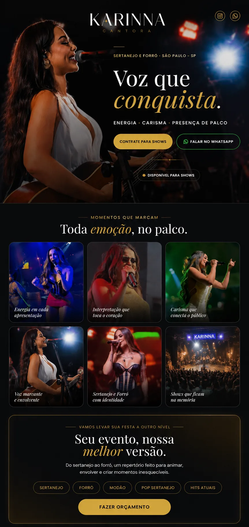 Projeto de site para a cantora Karinna